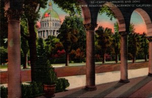 California Sacramento Capitol Grounds and Dome From Senator Hotel