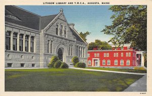 Lithgow Library and Y.M.C.A. Augusta, Maine USA View Postcard Backing 