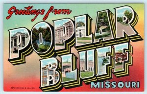 Large Letter POPLAR BLUFF, Missouri MO ~ Curt Teich not Linen Printed Postcard