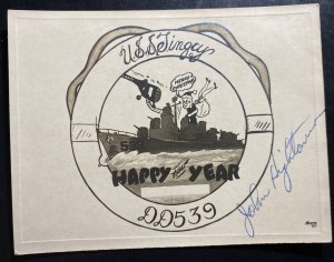 Mint USA Picture Postcard USS Jingey DD 539 Happy New Year Signed