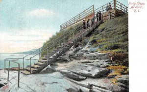 NEWPORT, Rhode Island RI     FORTY STEPS Stairs Down To Beach  1908 UDB Postcard