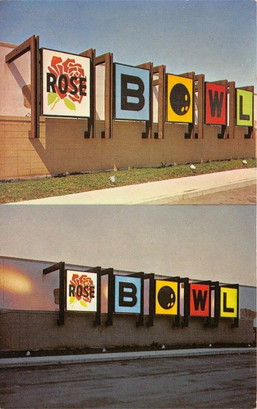 Rose Bowl 1960s Rohm & Haas Plexiglas Advertising Postcard BOWLING Alley