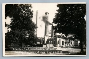 PRINCETON IL CITY WATER WORKS RECONSTRUCTION ANTIQUE REAL PHOTO POSTCARD RPPC