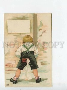 3176009 COMIC Boy PEEING on Wall Vintage Colorful postcard