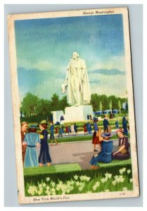 Vintage 1939 Postcard Statue of George Washington New York Worlds Fair NYC