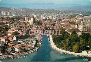 Modern Postcard Annecy Aerial view of the harbor the old quarters and the cas...