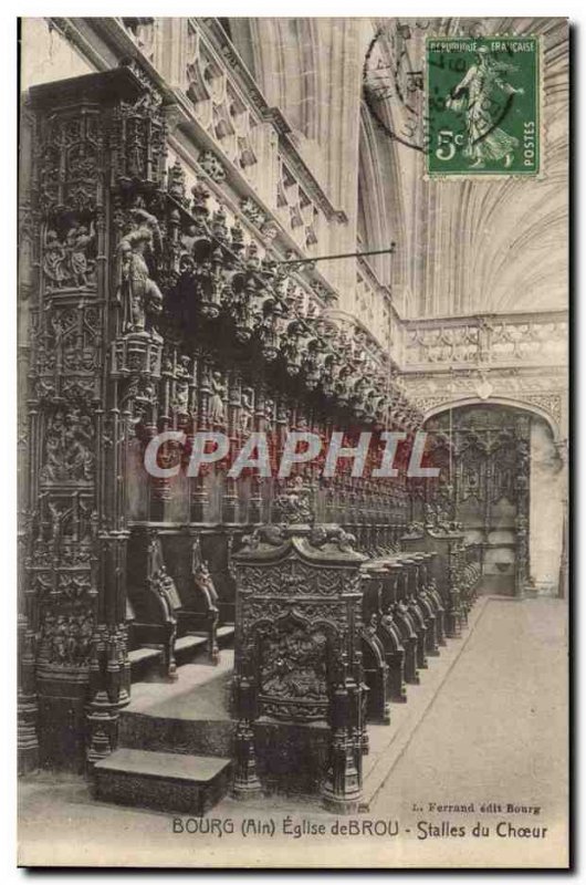 Old Postcard Bourg Brou Church Choir Stalls