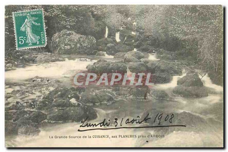 Old Postcard The Great Source Cuisance the boards near Arbois