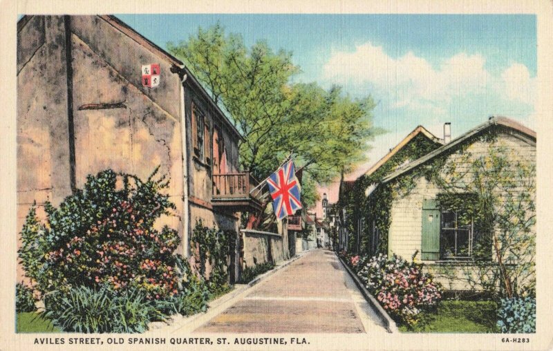 Postcard Aviles Street Old Spanish Quarter St Augustine Florida