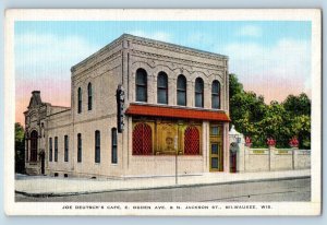 Milwaukee Wisconsin WI Postcard Joe Deutsch Cafe Exterior Building c1940 Vintage