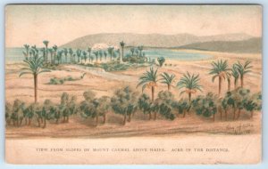 View from Slopes of Mount Carmel above HAIFA Israel artist Postcard