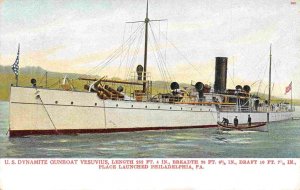 USS Vesuvius US Navy Dynamite Boat Warship 1905c postcard