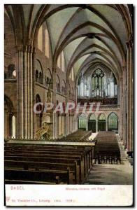 Postcard Old Organ Basel Munster Inneres mit orgel