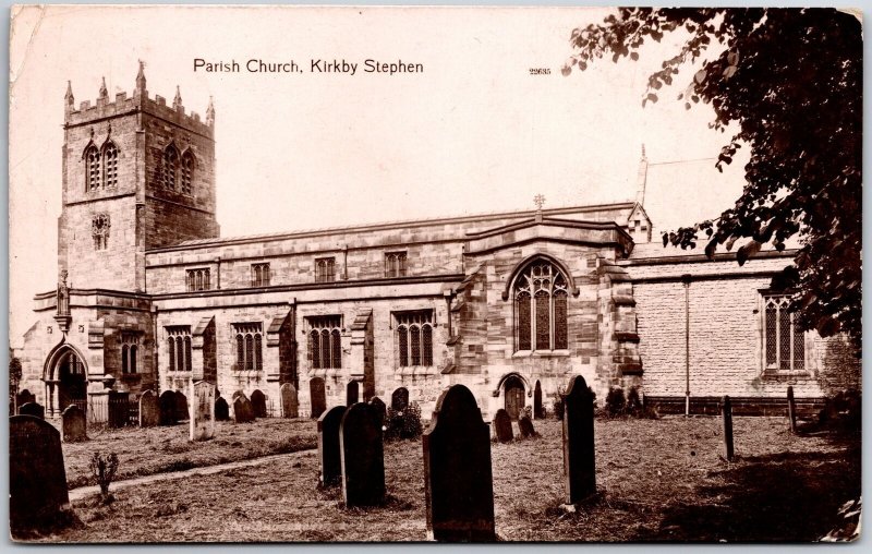 Parish Church Kirkby Stephen England Religious Building Antique Postcard