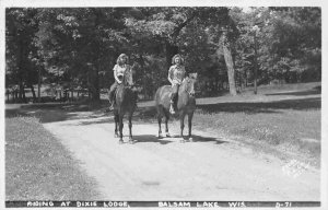 Women Horse Riders Dixie Lodge Balsam Lake Wisconsin 1950s Real Photo postcard