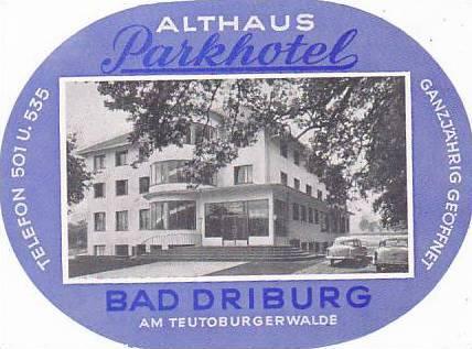 GERMANY BAD DRIBURG PARKHOTEL ALTHAUS VINTAGE LUGGAGE LABEL