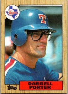 1987 Topps Baseball Card Darrell Porter Texas Rangers sk3505