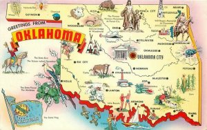 Map Attraction Oklahoma Tichnor Postcard 20-3930