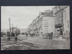 Ebbw Vale, Market Street, shows STEAD & SIMPSON BOOT MARKET, PEGLER shops c1908