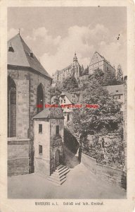 Germany, Marburg, Schloss und Luthern Kirchhof, Castle, 1917 PM, Stamp, Trinks 5