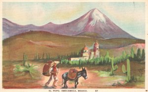 Vintage Postcard El Popo Mountains Farm Amecameca Mexico