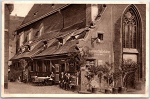 VINTAGE POSTCARD SAUSAGE MEAL AT A NUREMBURG BAR & RESTAURANT GERMANY c. 1920