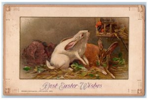 John Winsch Signed Postcard Easter Bunnies Rabbit Embossed c1910's Antique