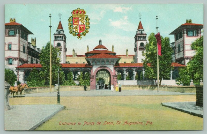 St Augustine Florida~Ponce de Leon Entrance~Seal Above~Horse & Buggy Arrives~'10 