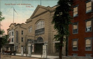 York PA Opera House & Auditorium c1910 Unused Postcard