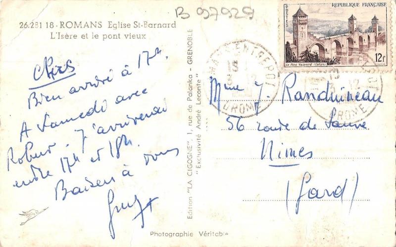 B97929 romans eglise st barnard l isere et le pont vieux france  real photo