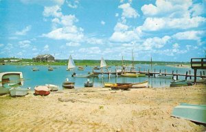 Weekapaug Rhode Island Beach Scene Sailing Vintage Postcard JF360115