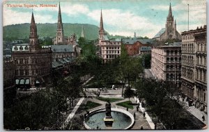 Victoria Square Montreal Canada Monument Fountain Castles Postcard