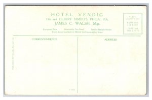 Main Entrance Hotel Vendig Philadelphia PA Pennsylvania UNP DB Postcard N20