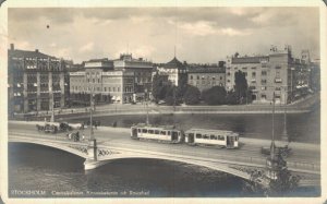 Sweden Stockholm Centralpalatset Konstakademien och Rosenbad RPPC 06.58