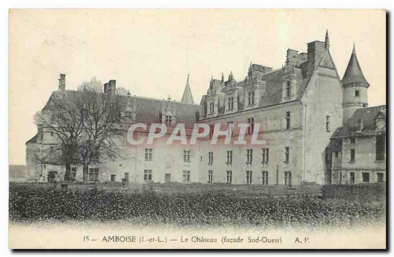 Old Postcard Amboise I and L Le Chateau frontage South West