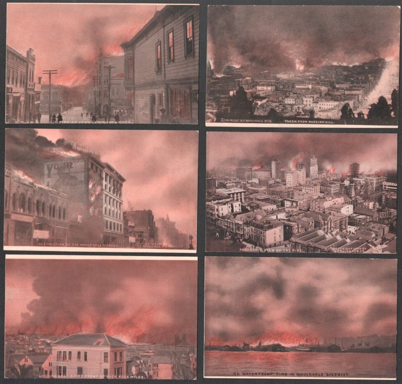 Scarce Set 12 1906 San Francisco California Earthquake Fire Rotograph Postcards