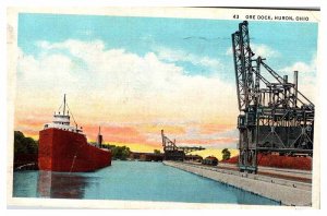 Postcard BOAT SCENE Huron Ohio OH AU9889