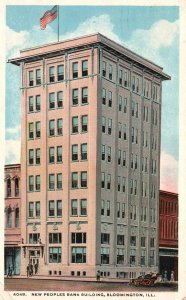 Vintage Postcard 1919 New People's Bank Building Landmark Bloomington Illinois