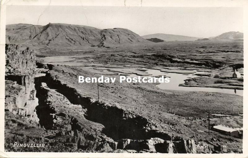 iceland, THINGVELLIR ÞINGVELLIR, Panorama (1953) RPPC