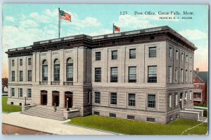 Great Falls Montana MT Postcard Post Office Building Exterior View 1929 Vintage