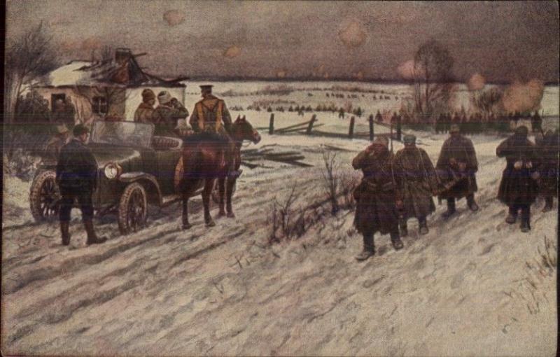 Russian Military Russia Art by Wladimiroff Soldiers After Combat Carry Wounded