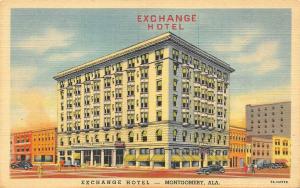 MONTGOMERY, AL Alabama  EXCHANGE HOTEL & Street View  ROADSIDE  c1940's Postcard