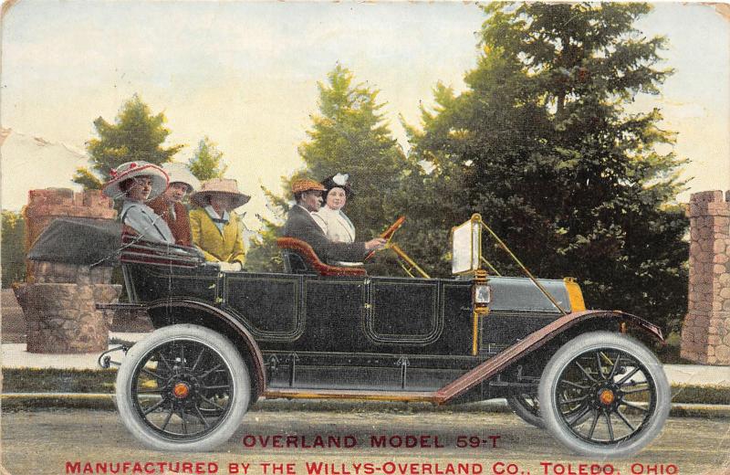 F6/ Toledo Ohio Postcard c1912 Overland Model 59-7 Automobile