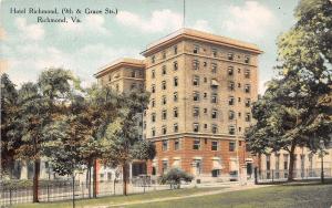 C45/ Richmond Virginia Va Postcard c1910 Hotel Richmond 9th & Grace Sts