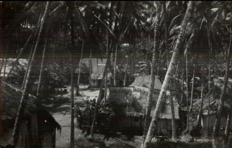 Malaysia - Malay Rampongs Singapore Thatch Homes Real Photo Postcard