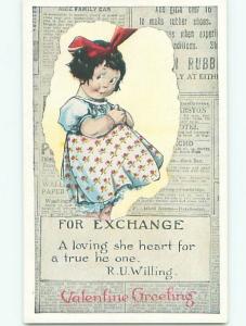 Divided-Back VALENTINE DAY SCENE Great Postcard W7865