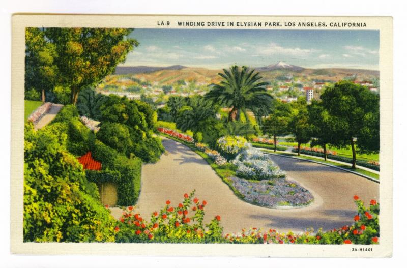 Pasadena, California to Milwaukee, Wisconsin 1938, used Postcard Elysian Park