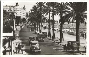 RPPC Postcard Promenade de la Croisette Cannes France Old Cars