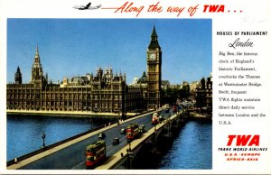 Advertising Trans World Airlines Houses Of Parliament London England