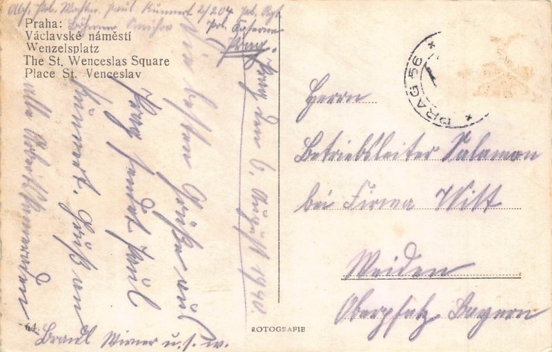 B069 Czechia Prague The St Wenceslas Square Cars Tram RPPC postcard